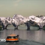Timelapse footage shows ‘giant cave’ inflating on Paris bridge